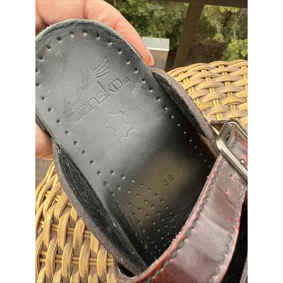 Dansko Mary Jane Mules Clogs Shoes Women's Size 38 EU 8 US Burgundy Leather - Picture 9 of 16